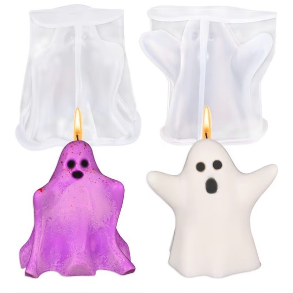2 Pack Ghost Candle Molds 3D Halloween Candle Molds Silicone Candle Soap New - Picture 1 of 4